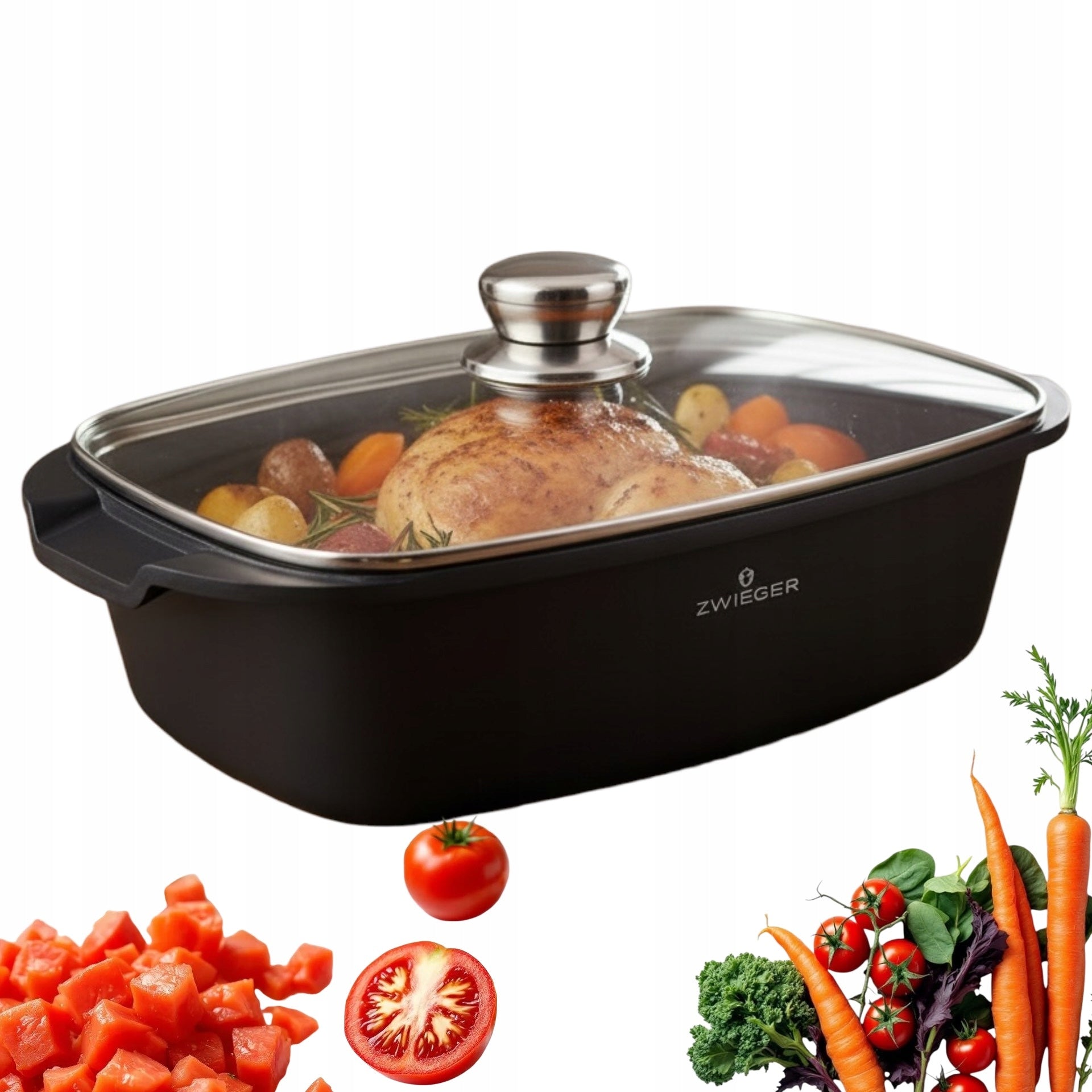 ZWIEGER PAN 33 CM WITH HEAT-RESISTANT COVER RED LINE
