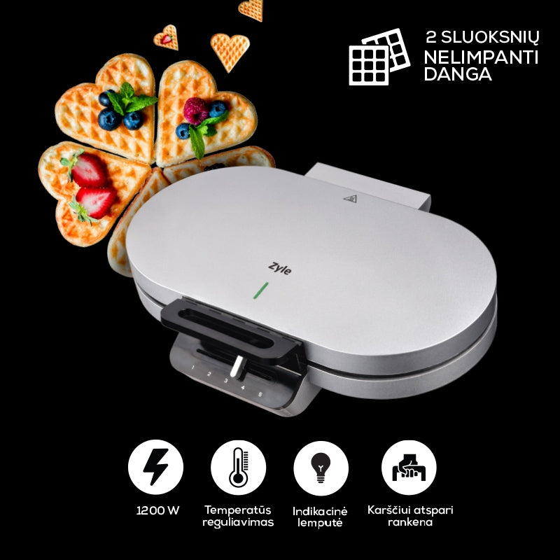 ZYLE 1200W waffle maker for heart waffles with temperature control Manufacturer code ZY190WM