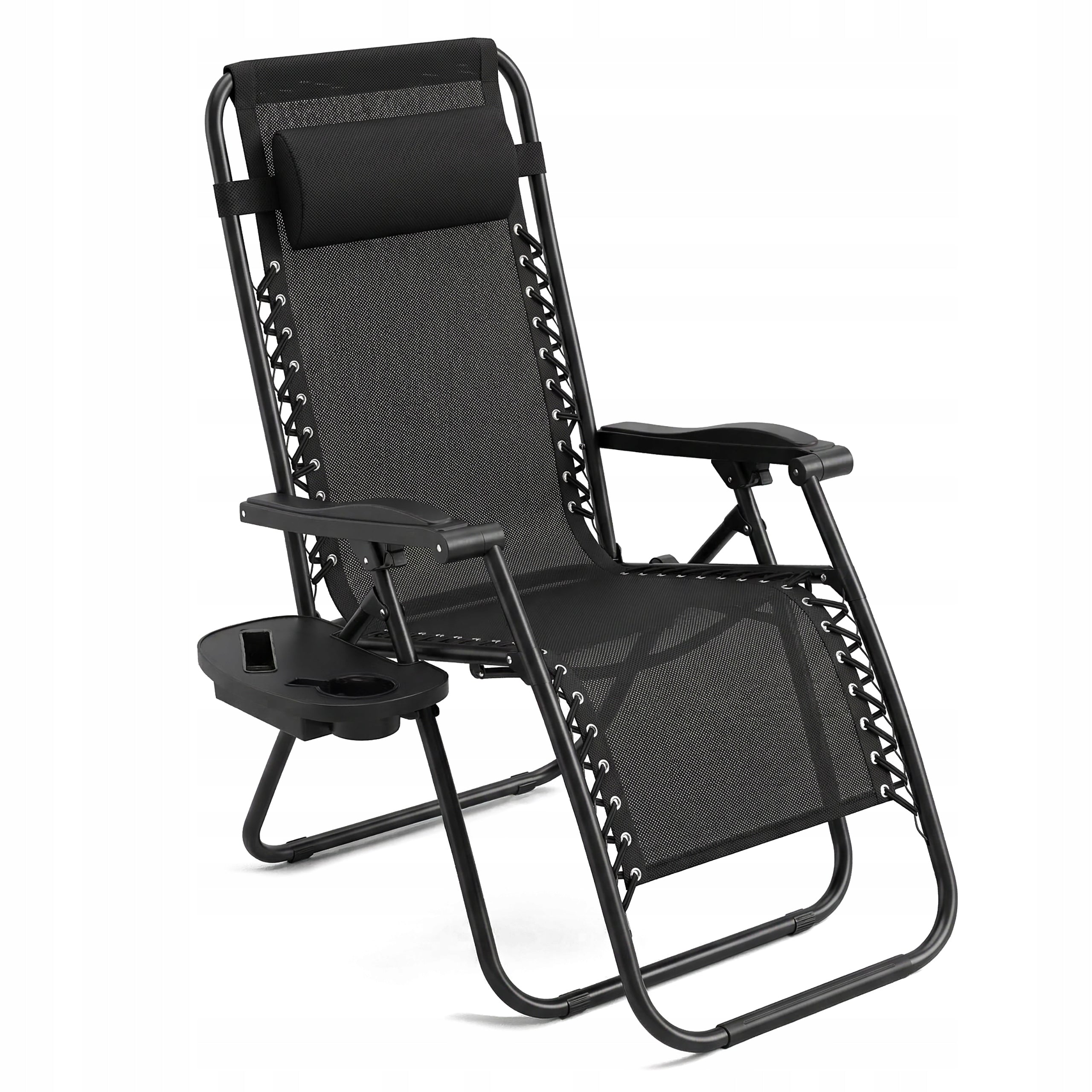Zero Gravity Folding Sun Lounger Grey Garden Lightweight with Cushion Adjustable Brand SportForFun