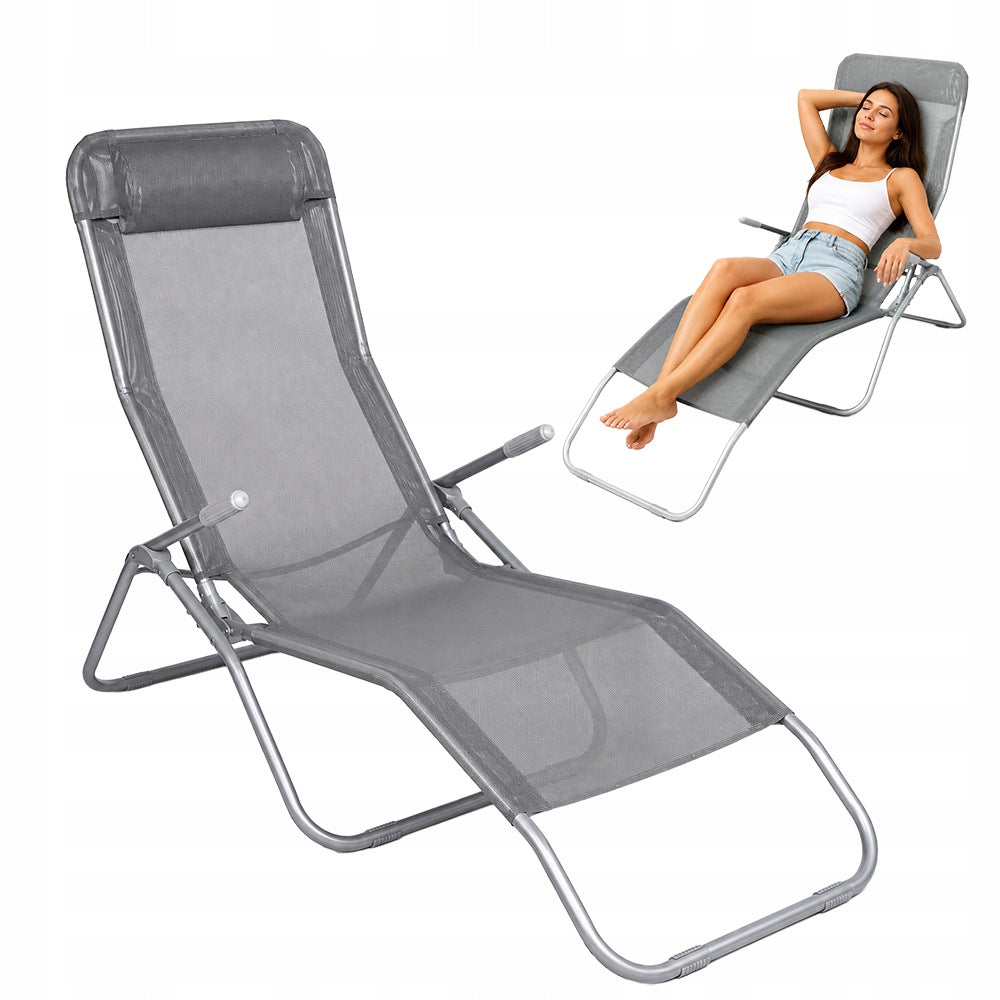 Zero Gravity Garden Sun Lounger Basic Folding Gravity Adjustable Grey