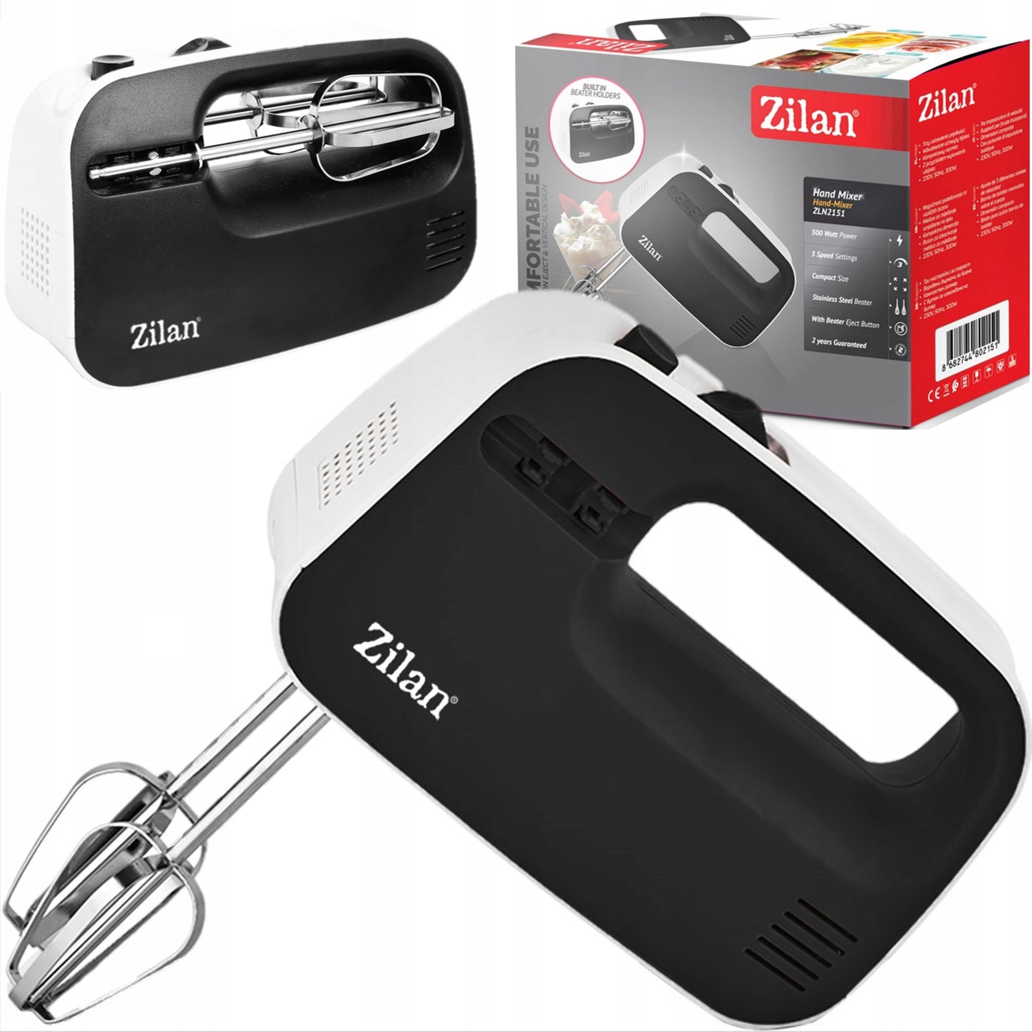 Zilan ZLN2151 ruční mixér 300W 3 rychlosti šlehání hnětení černobílý Manufacturer code ZLN2151