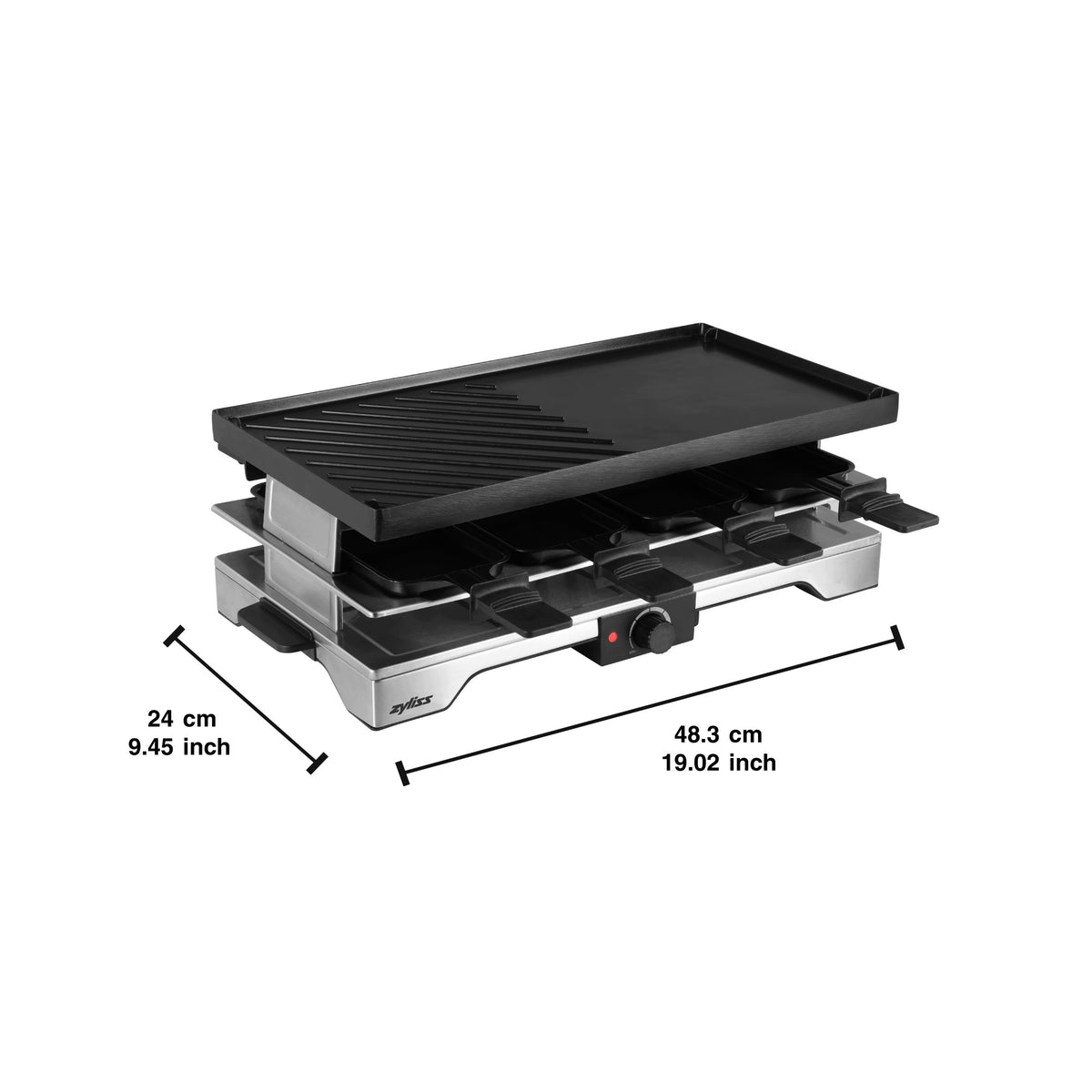 Zyliss Grill raclette Verso 8 people, cast iron plate, 1900 W Manufacturer code E980340