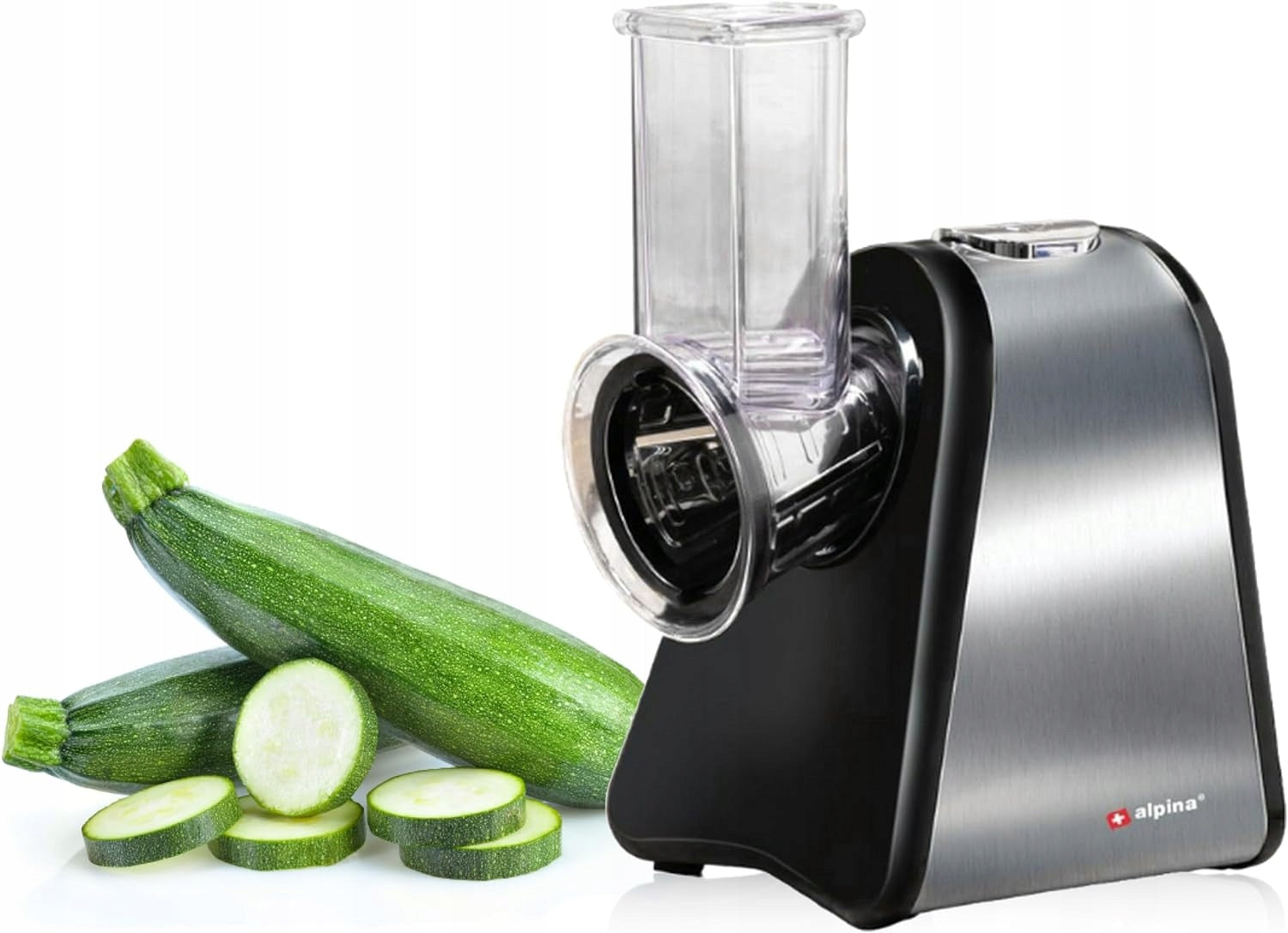 alpina 4-in-1 Electric Vegetable Slicer, 200 W, Stainless Steel Dominant color silver/gray