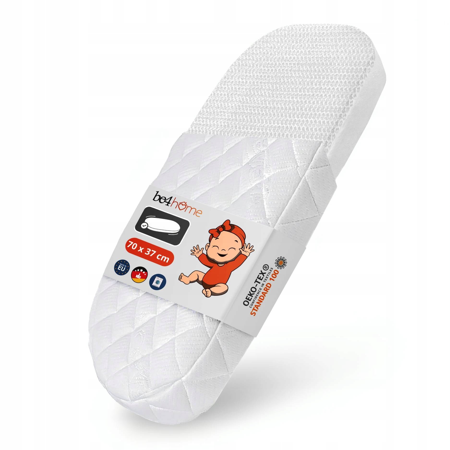be4home AREO oval mattress for cradle, 70x37 cm, hypoallergenic