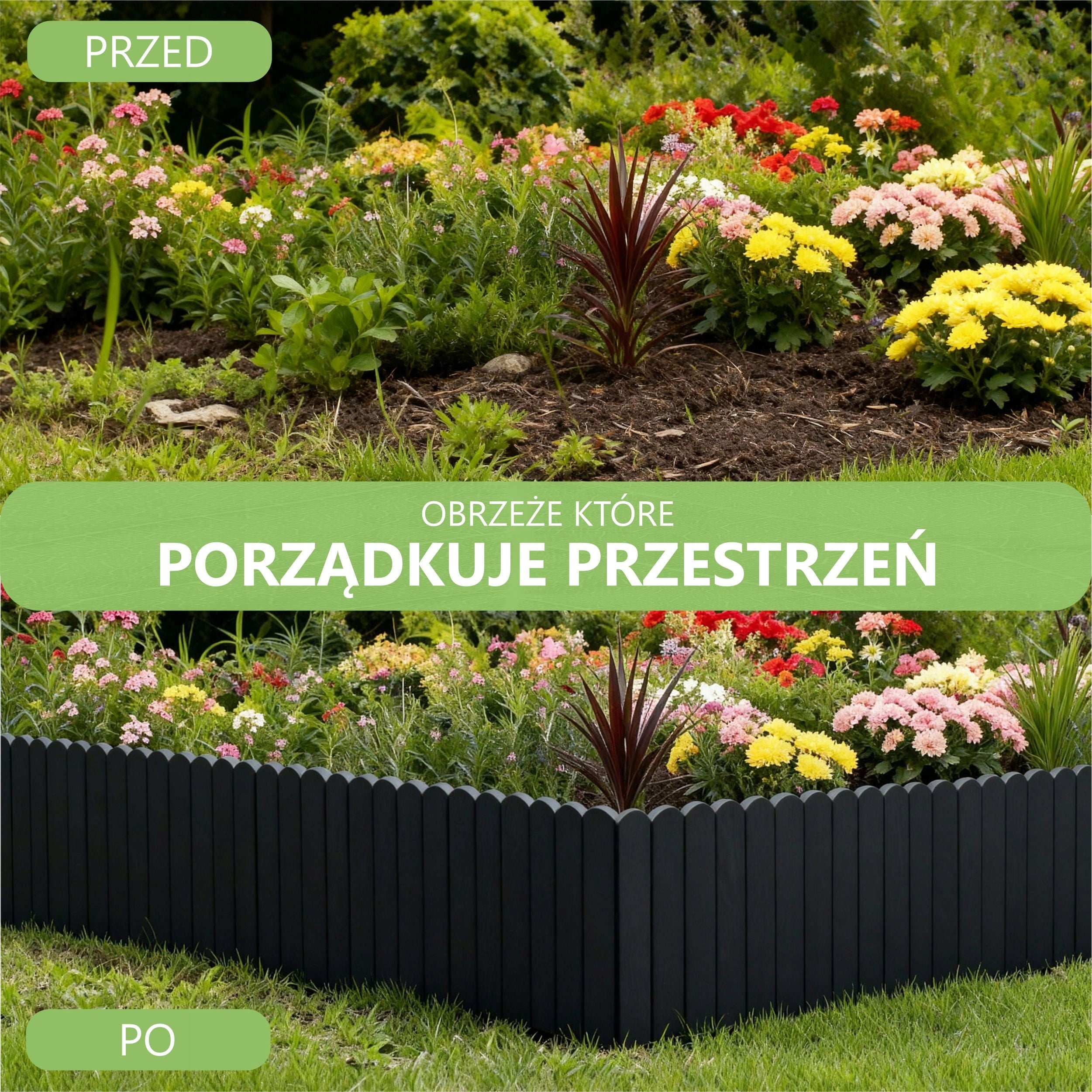 be4nature PALISADE GARDEN Fence Wooden edging 200 x 40 cm Black Manufacturer be4nature