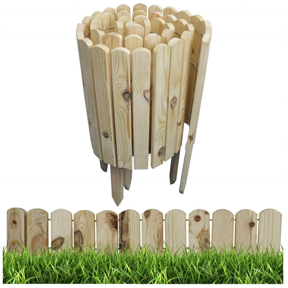 be4nature wooden fence 200x40 cm rustic raw rim Rollborder