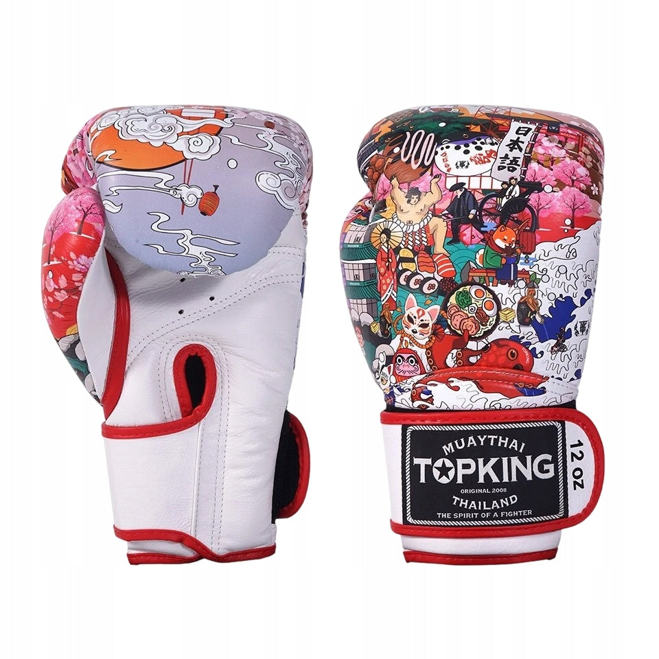 boxing gloves muay thai top king culture japan 16OZ WHITE/RED