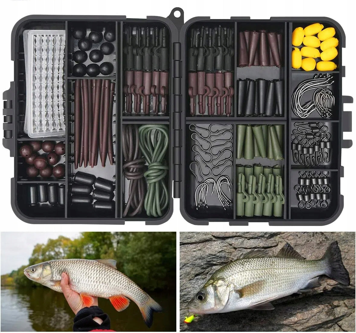 carp fishing set -Hooks, Rings, Artificial Corn in a Box Packaging status original