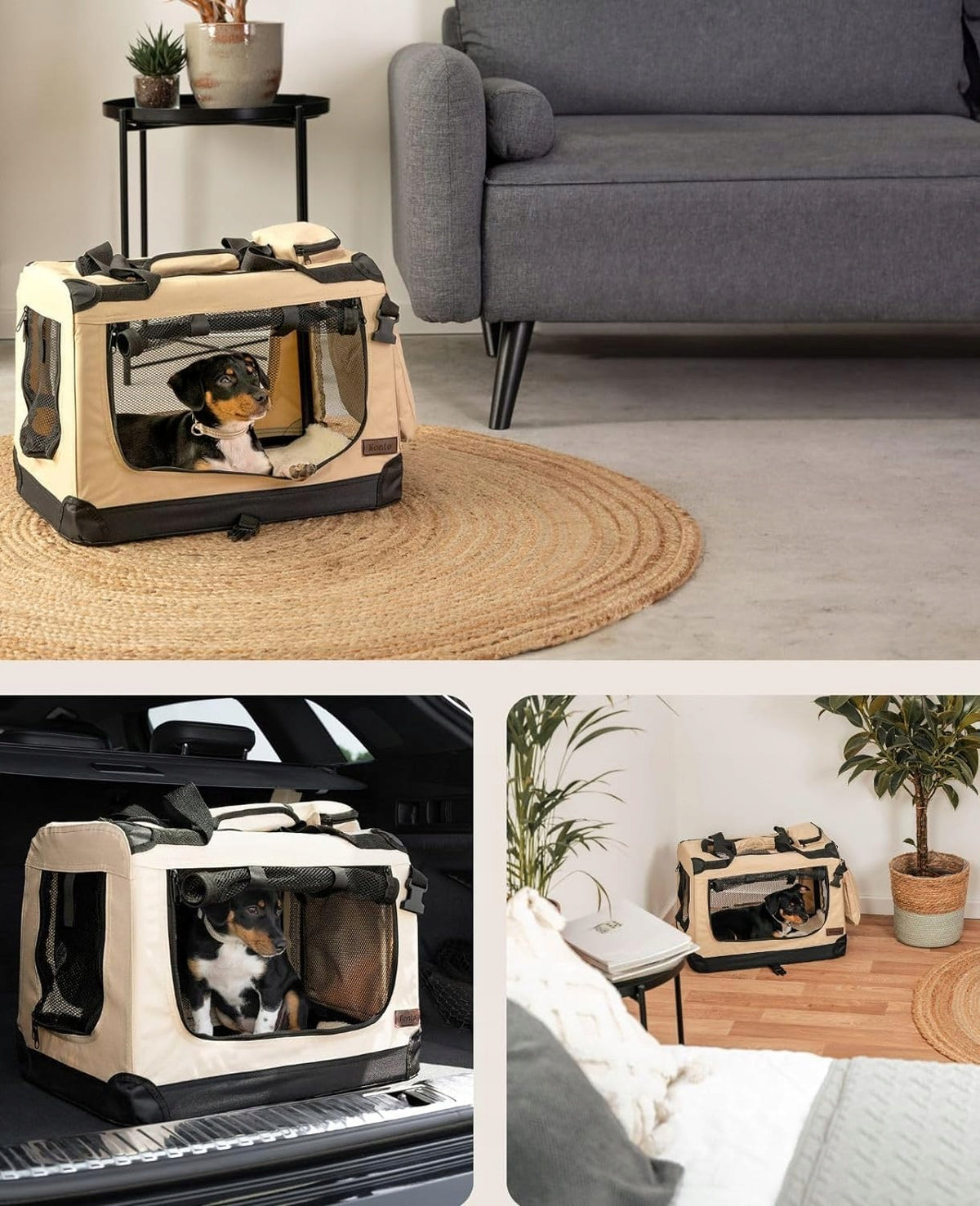 cat dog carrier bag lionto folding 50x34x36 cm to 10 kg beige Manufacturer code 4260372760407
