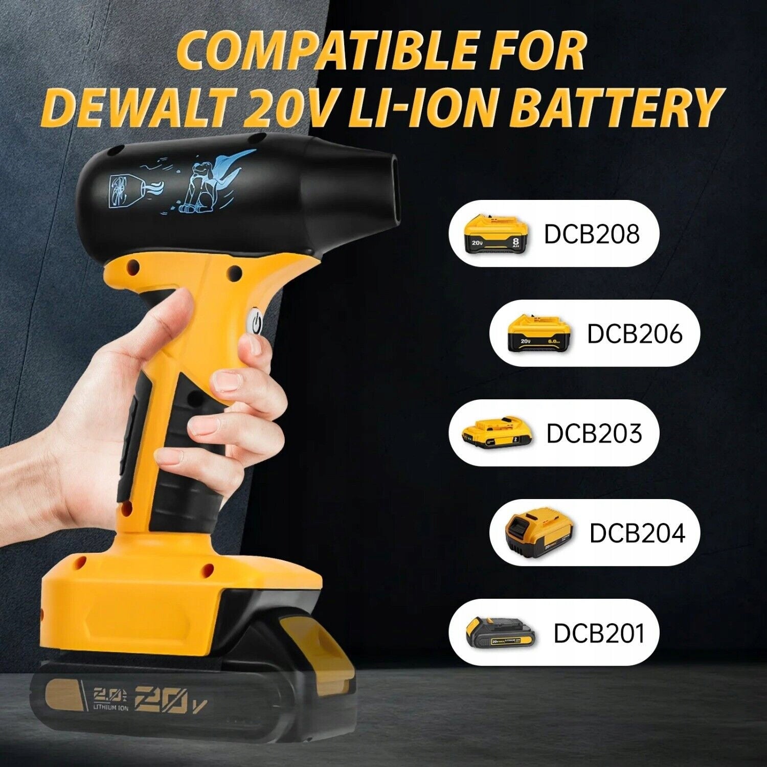 cordless leaf blower Mini Jet Dry Blower Fan for Dewalt 20v Li-ion Battery Output 2.6 m3/min