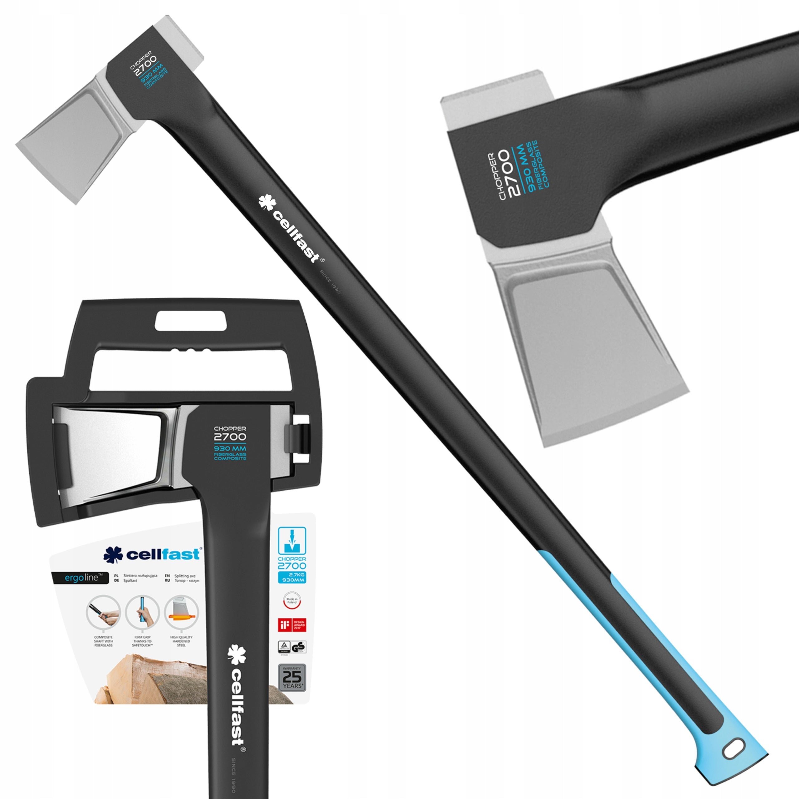 Kapoklė ERGO C2700, 2,7 kg, 930 mm, skirta malkoms ir kaladėms skaldyti