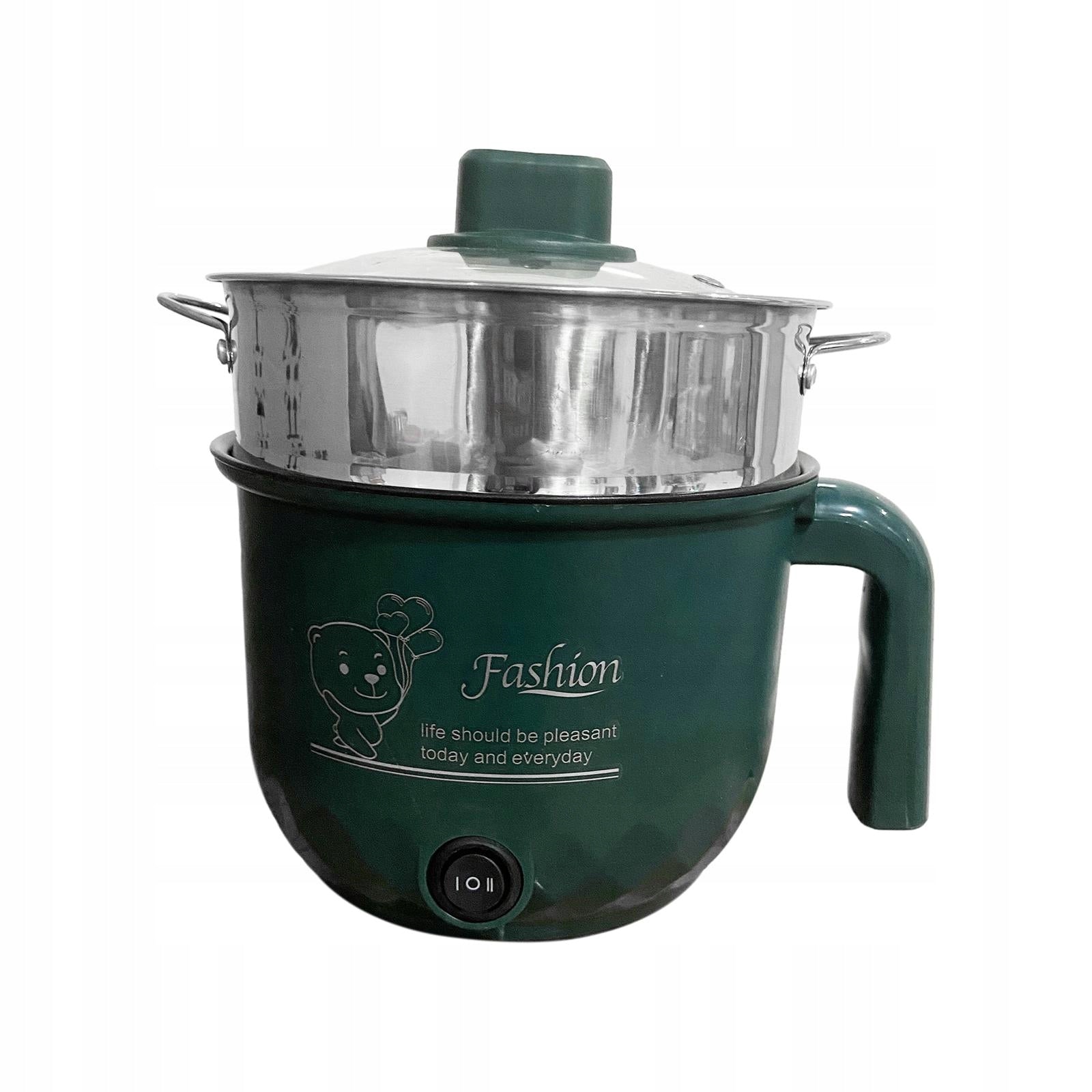 electric Hot Pot Nonstick 1.8L 2 Gear Electric Cooker with steamer Green Dominant color other