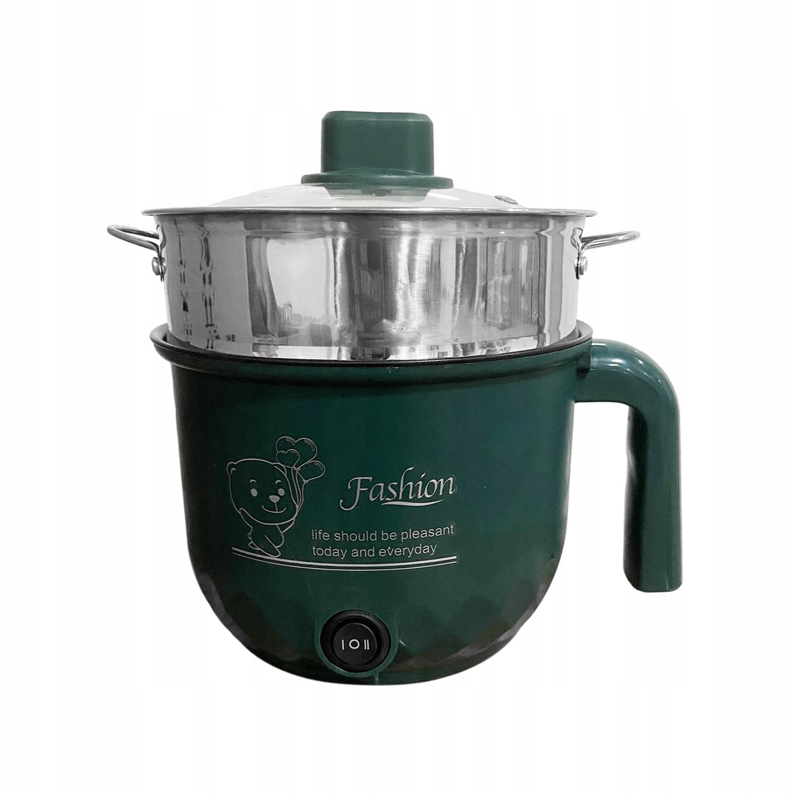 electric Hot Pot Nonstick Multifunctional 2 Gear with steamer Green Packaging status original