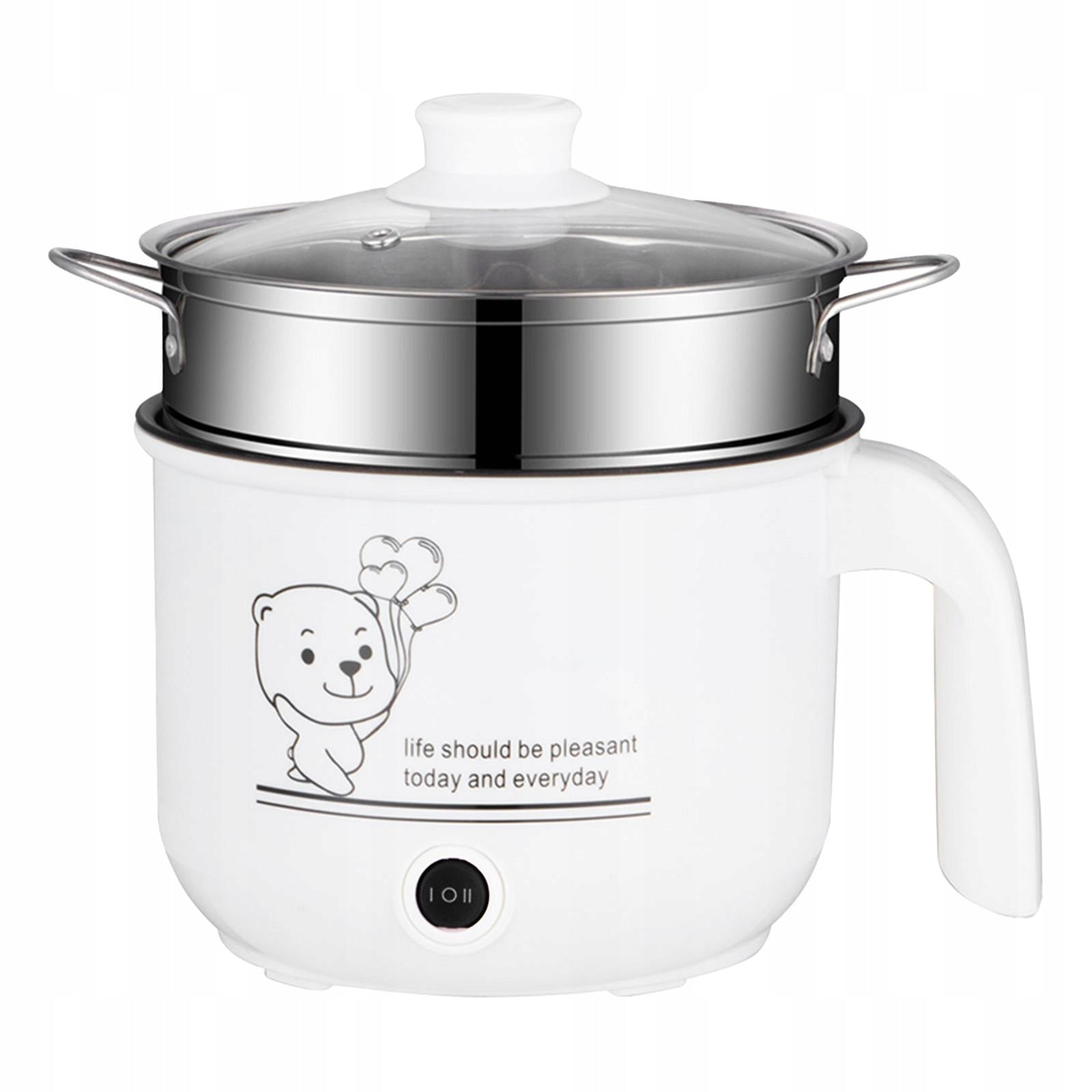 electric Hot Pot Nonstick Stainless Steel Portable with steamer White Dominant color other