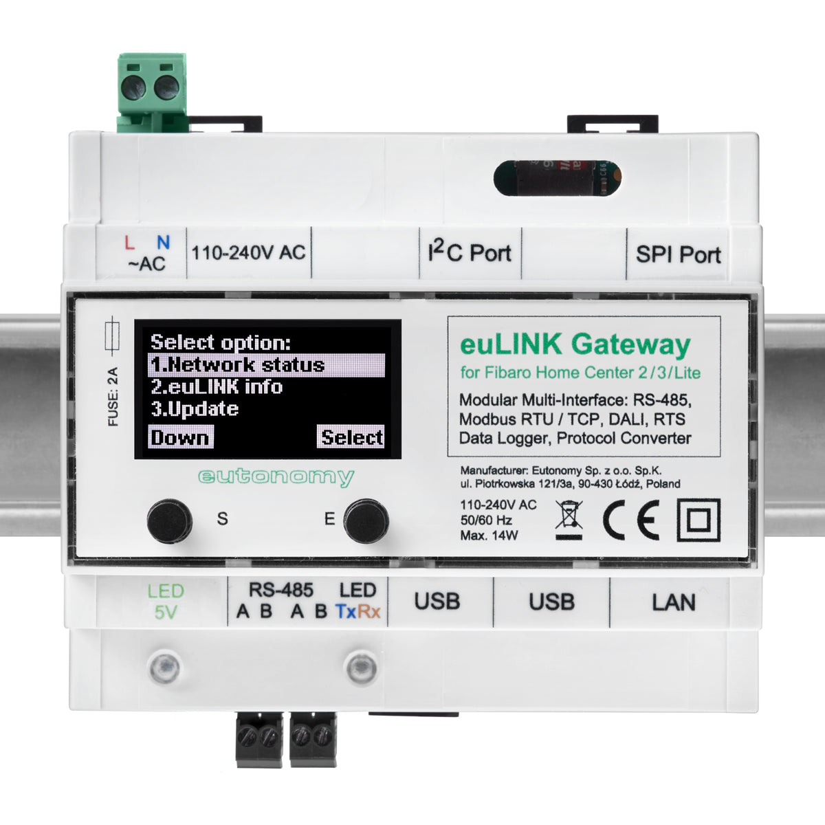 euLINK Lite Fibaro DALI gateway, MODBUS RTU TCP,RTS Brand Eutonomy