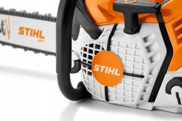 Vaikiškas žaislinis STIHL pjūklas su judančia grandine ir garsais