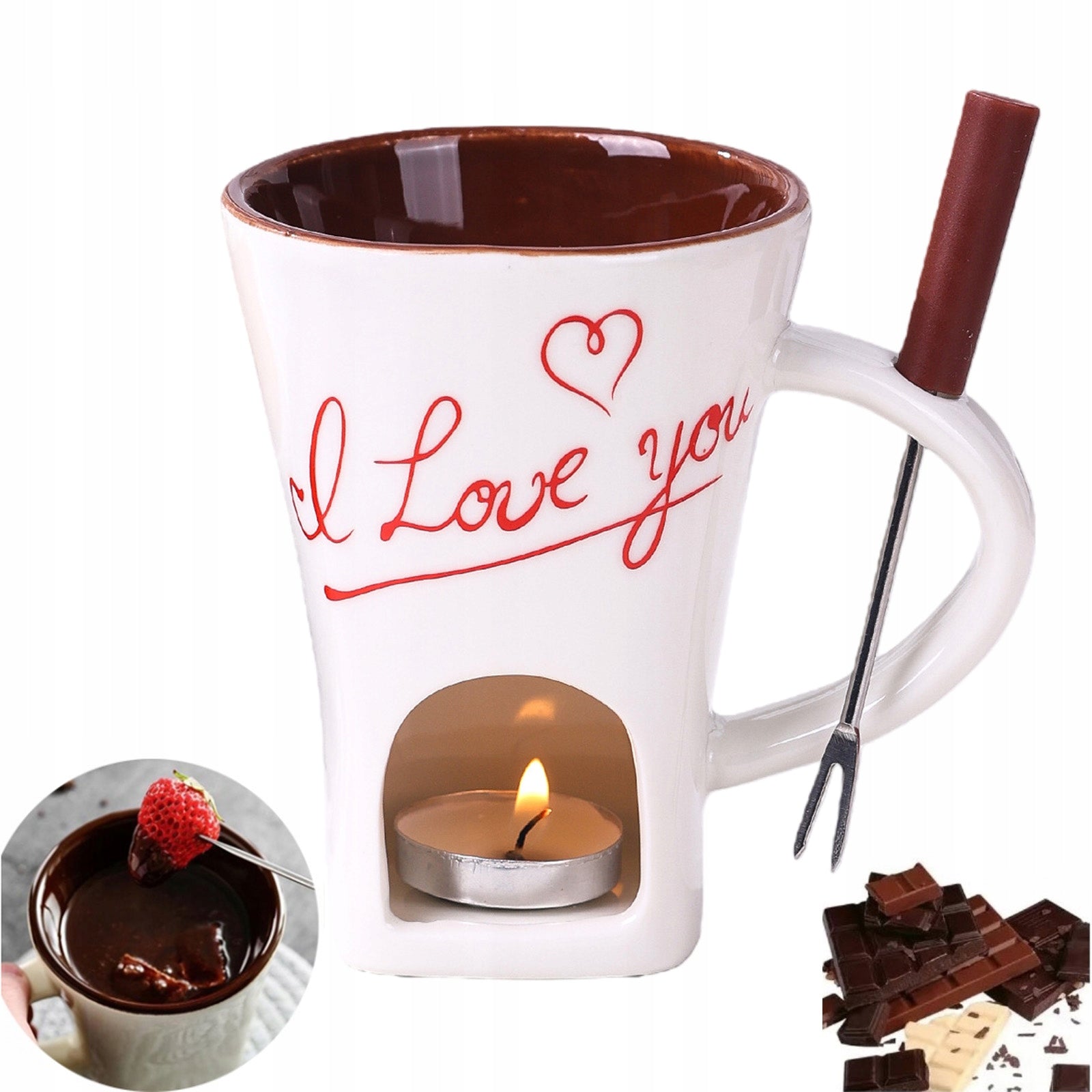 fondue mug chocolate melting pot Heating mug White 155ml