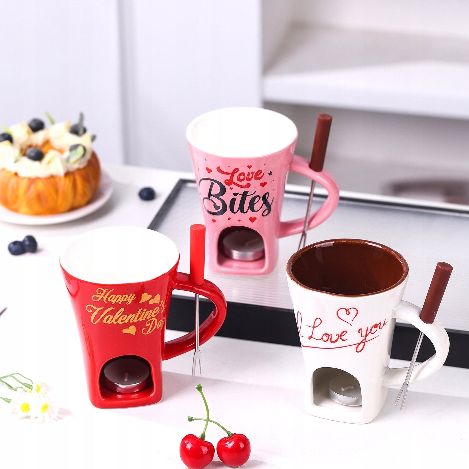 fondue mug chocolate melting pot Heating mug pink 155ml Packaging status original
