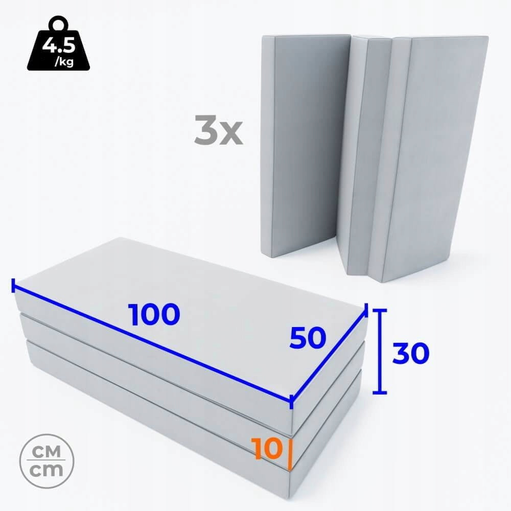 gymnastic mattress Comet 150x100x10 three-piece blue-yellow Brand Małpiszon