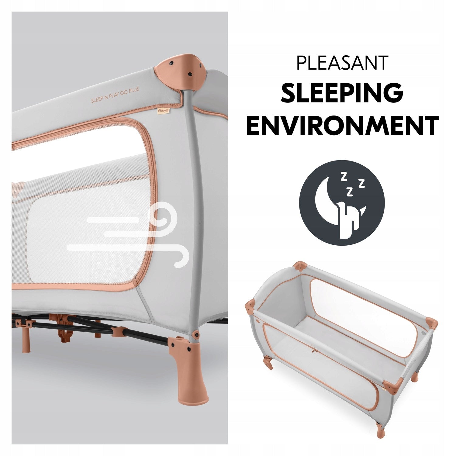 hauck Sleep N Play Go Plus Dusty Cork Travel Cot Color white