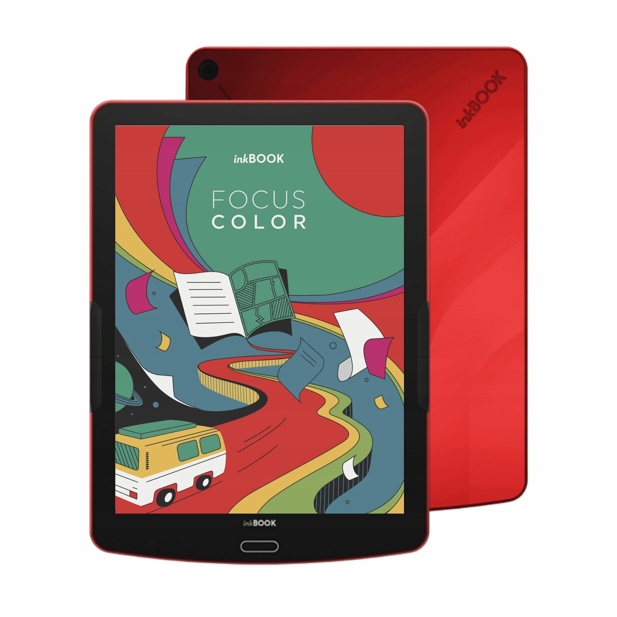 inkBOOK Focus Color Red 7.8" with Legimi, Kindle, Kobo, Empik Go apps