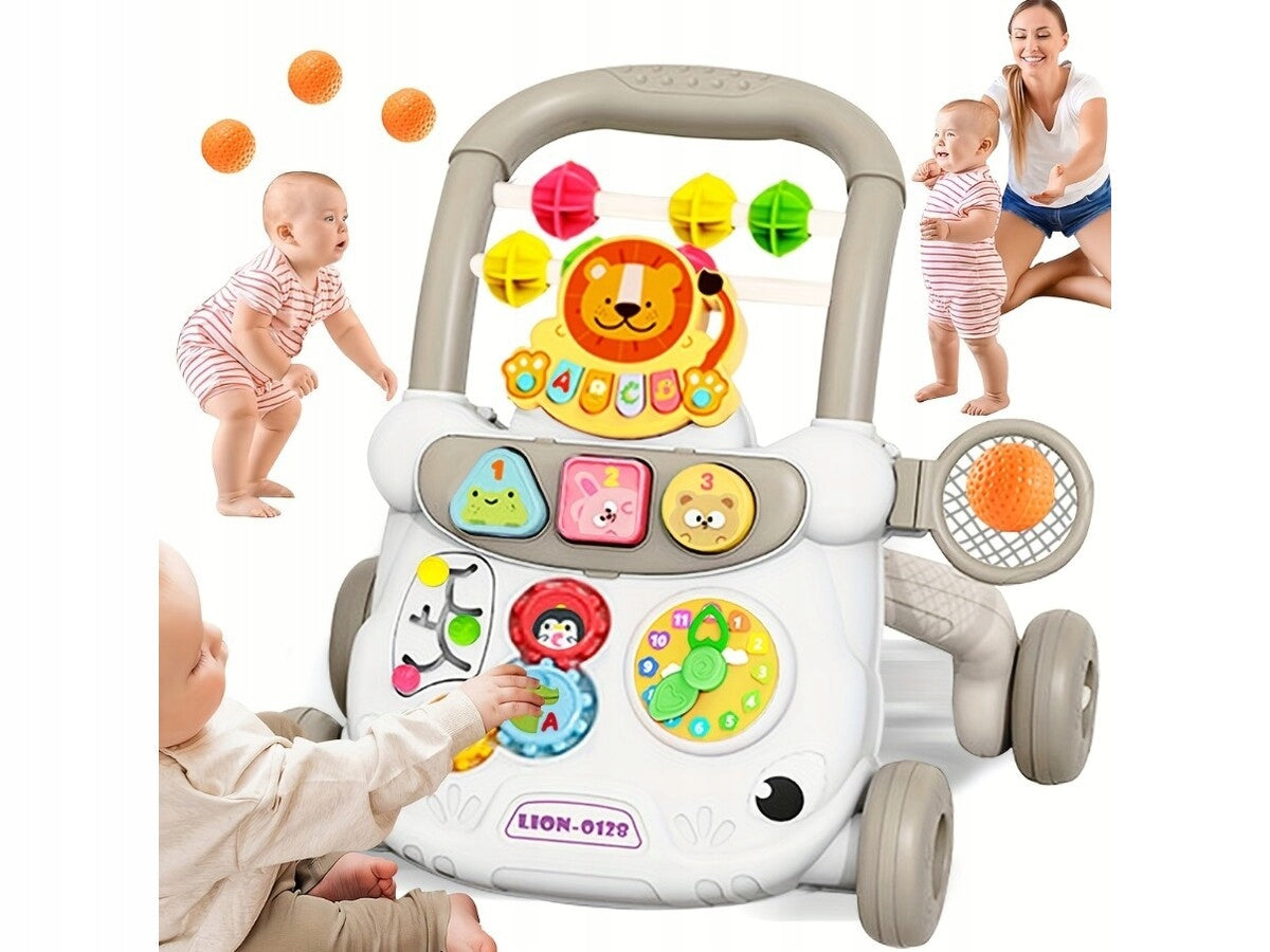 (ks) - Educational Walker Grey Interactive Pusher Ride-On Piano Blocks