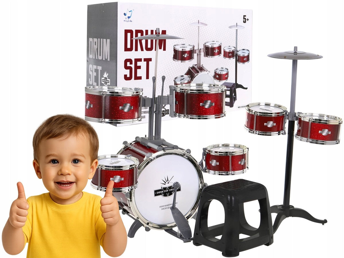 large DRUMS FOR CHILDREN 7 drums + 2 plates + gift stool