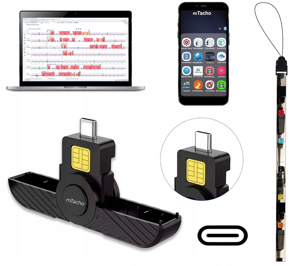 mTacho | DRIVER CARD READER| TACHOGRAPH|TACHO| DRIVERS|USB-C + PROGRAM Manufacturer code CR-332