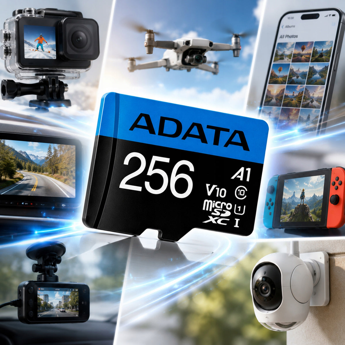 microSD memory card ADATA 256GB UHS-I Class 10 A1 + SD adapter Manufacturer Adata