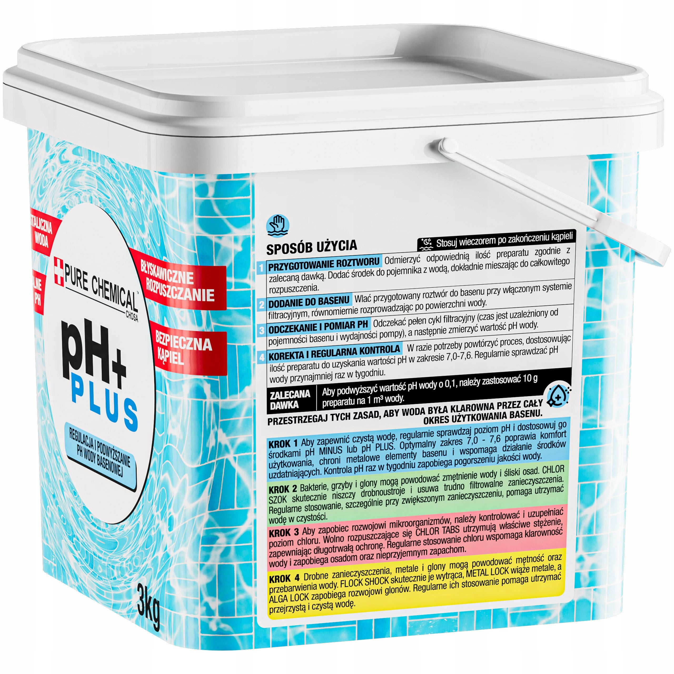 pH+ water regulator powder Pure Chemical 3 kg PH PLUS Brand Pure Chemical