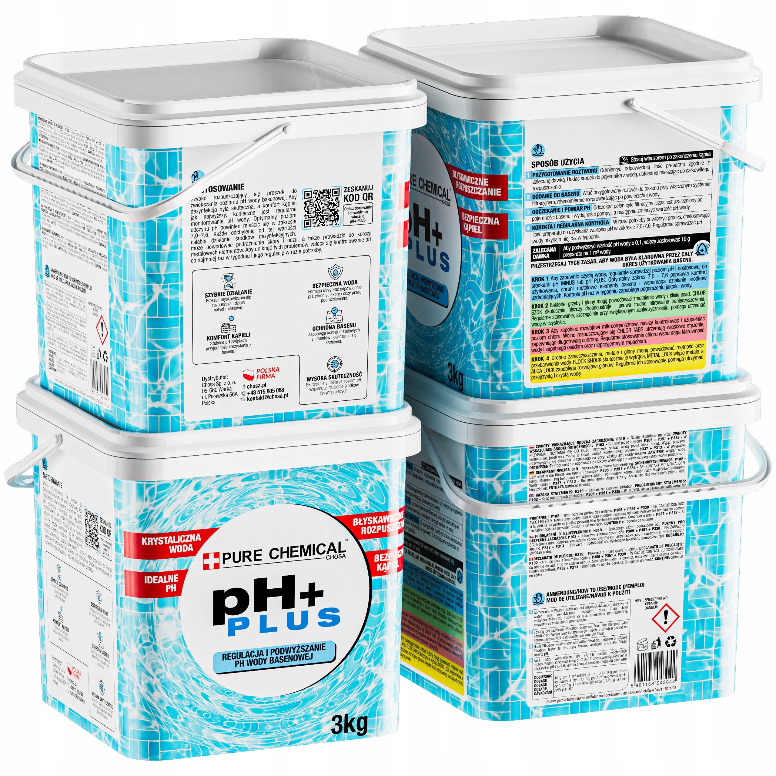 pH+ water regulator powder Pure Chemical 3 kg PH PLUS Manufacturer code pH + PLUS REGULATOR PH 3 KILOGRAM