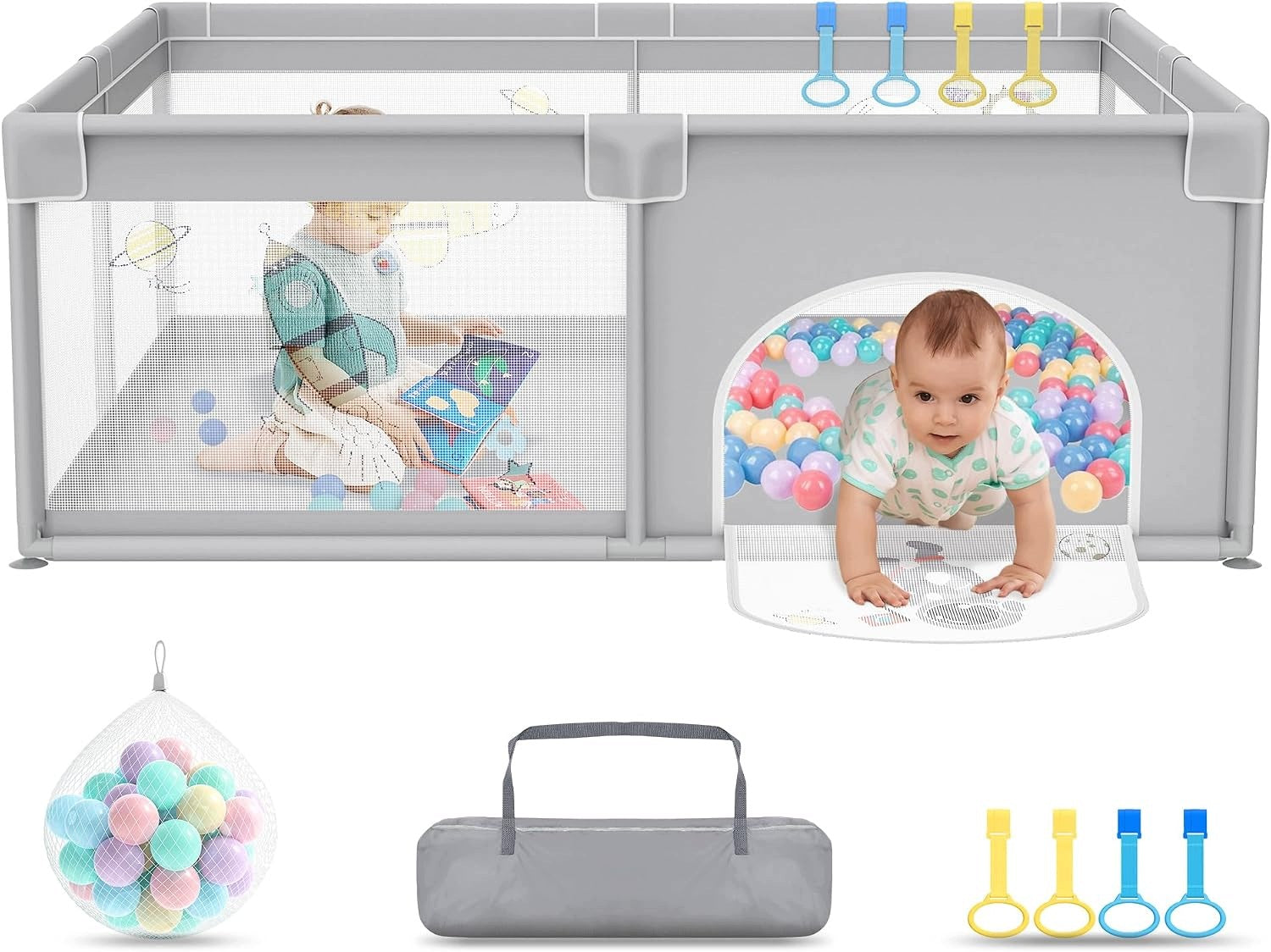 playpen for babies children 150x180 cm balls rings space