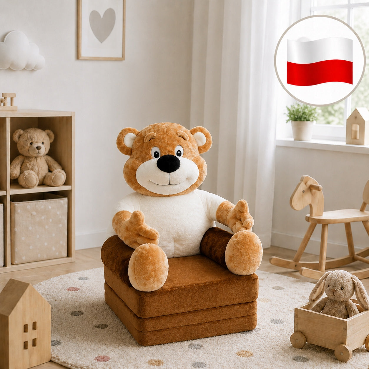pouf armchair for children folding seat plush couch brown bear XXL Manufacturer code Leżanka