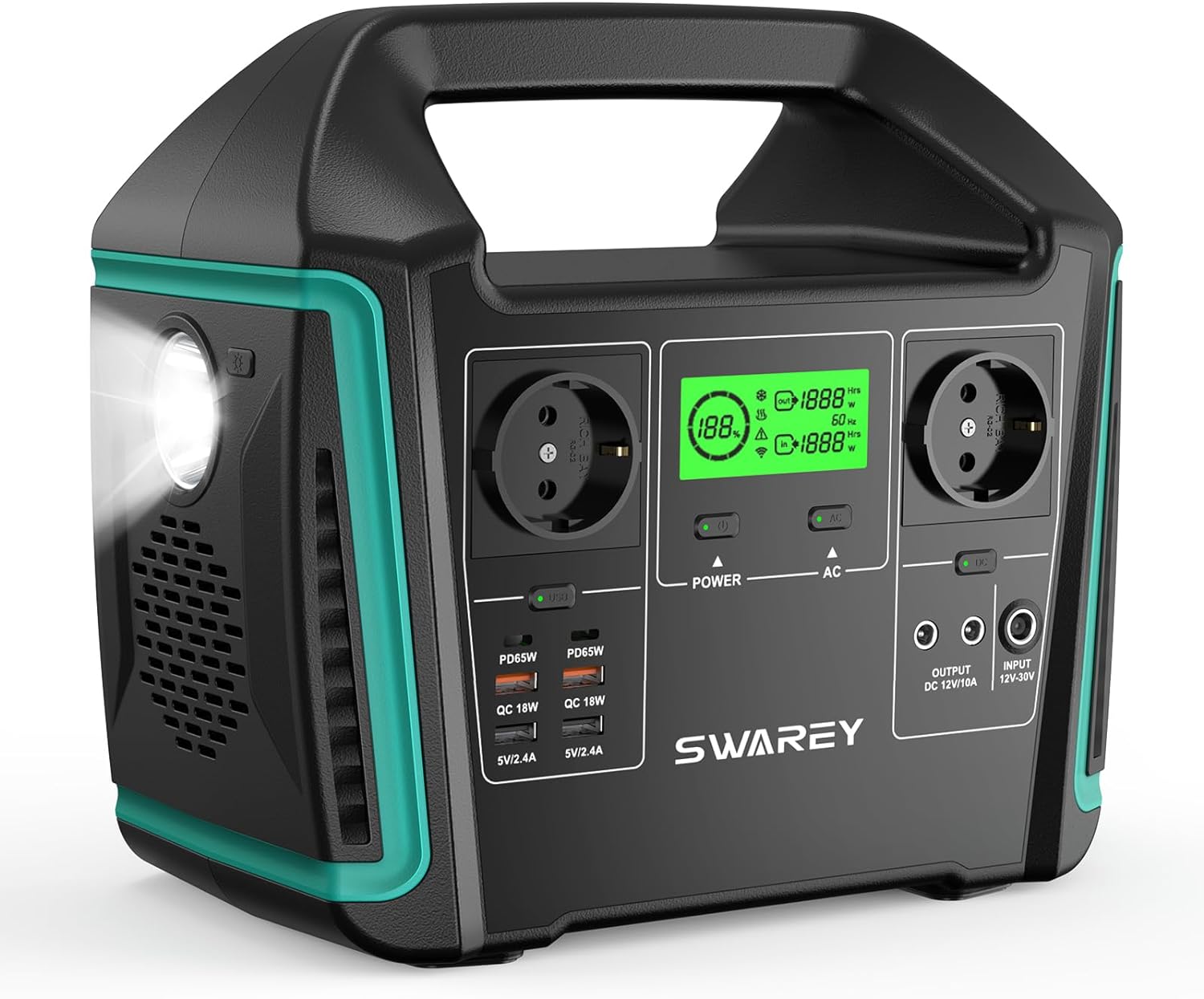power bank SWAREY 1000W Solar Power Station,1000W AC Output,65W USB-C