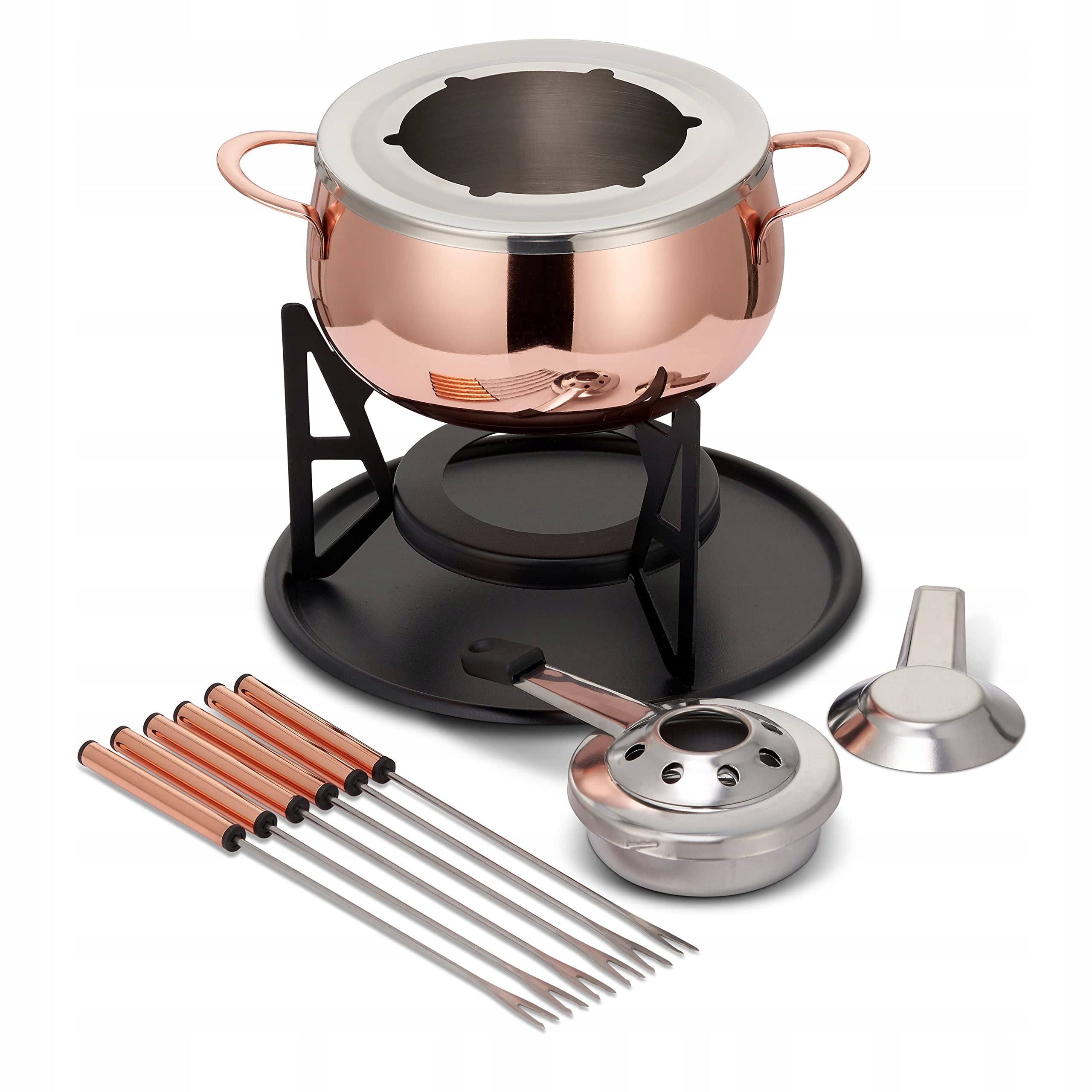 set for fondue steel rose gold set of 10 pcs copper color