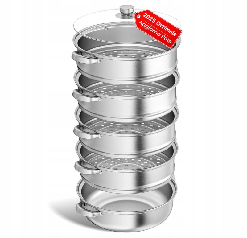 steamer stainless steel 5 levels 28cm set xxl - mihoho