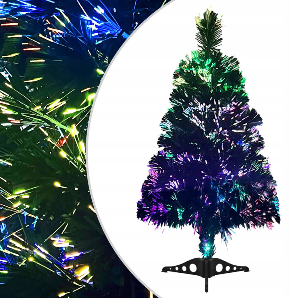 vidaXL Artificial Christmas Tree with Fiber Optic Lights, 64 cm, Green