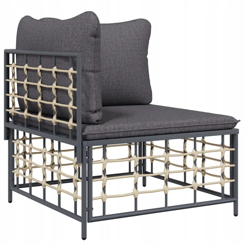 vidaXL Corner Garden Sofa Module, Dark Grey Cushions, Polyrattan Brand VidaXL