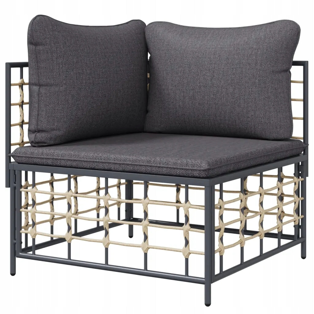 vidaXL Corner Garden Sofa Module, Dark Grey Cushions, Polyrattan Product weight with unit packaging 12.4 kg