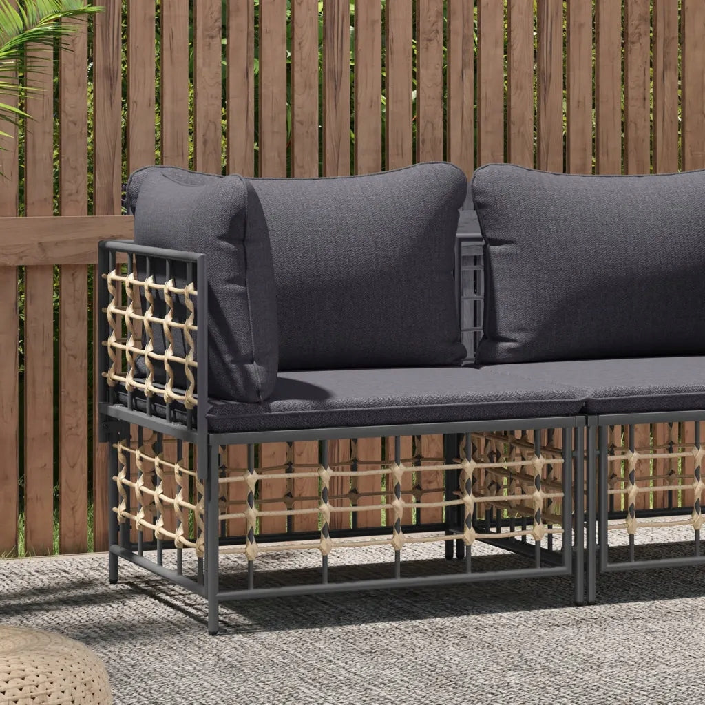 vidaXL Corner Garden Sofa Module, Dark Grey Cushions, Polyrattan