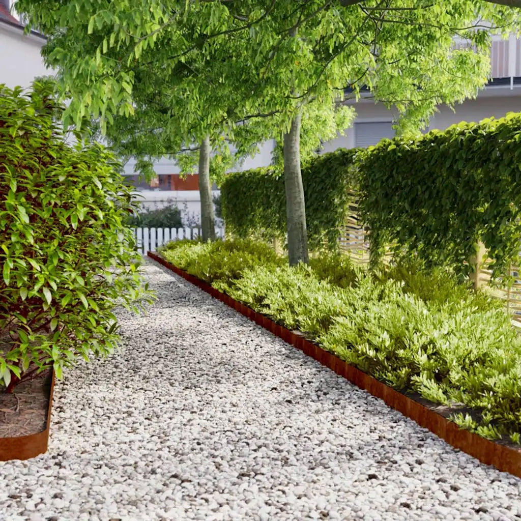 vidaXL Lawn edging, 10 pcs, 10x103 cm, flexible, Corten steel