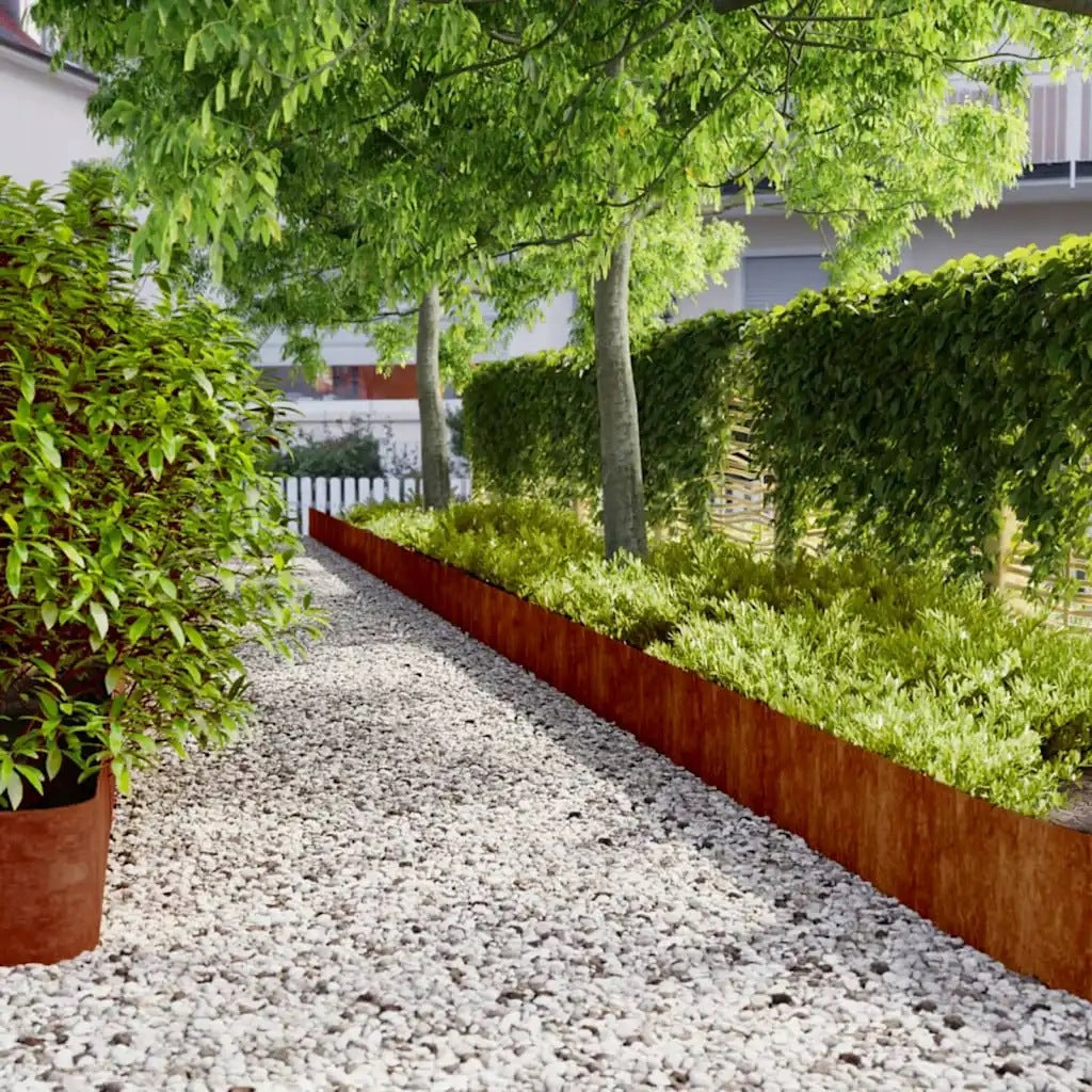 vidaXL Lawn edging, 10 pcs, 25x103 cm, flexible, Corten steel