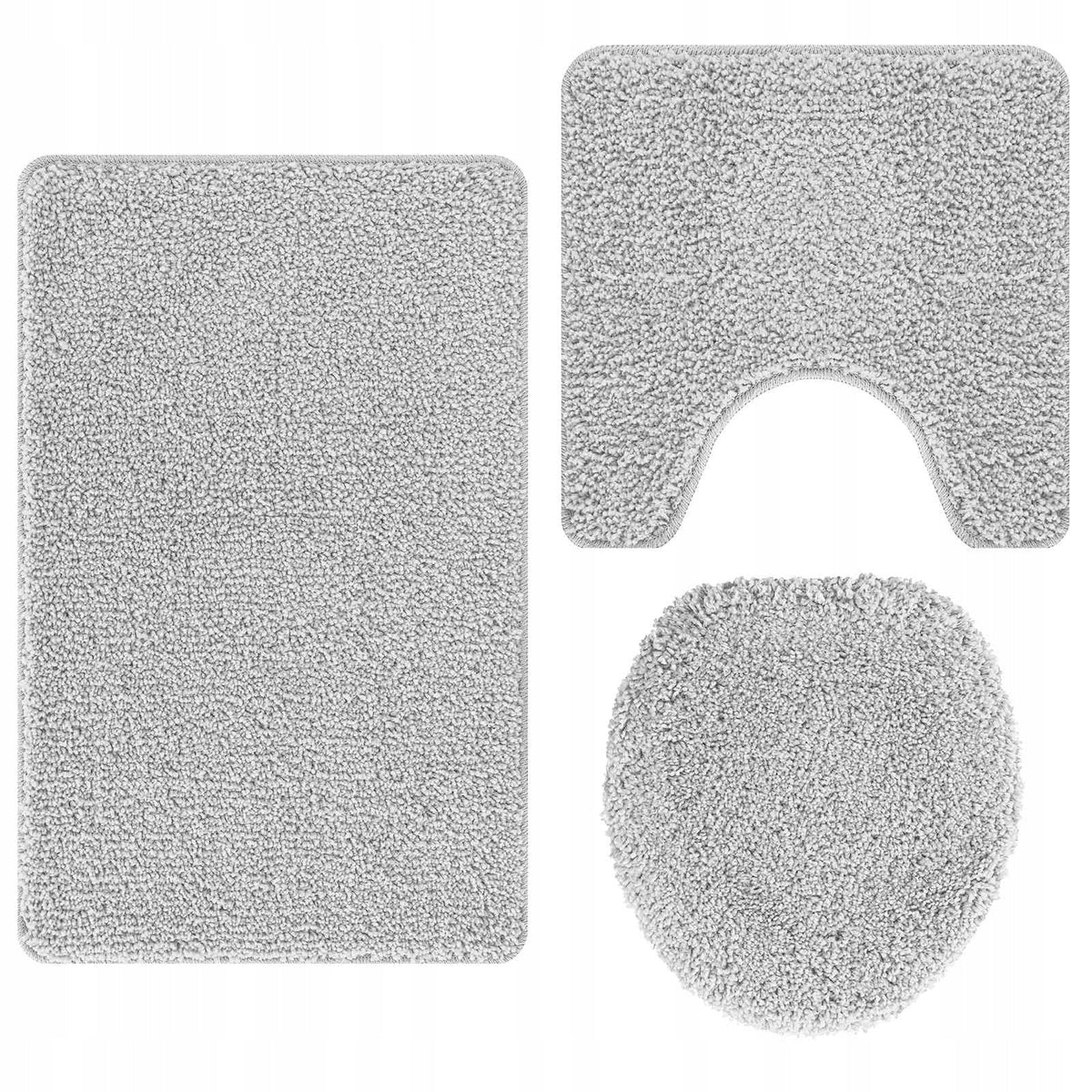 vidaXL Non-slip Bathroom Mat Set 3 pcs Grey PP