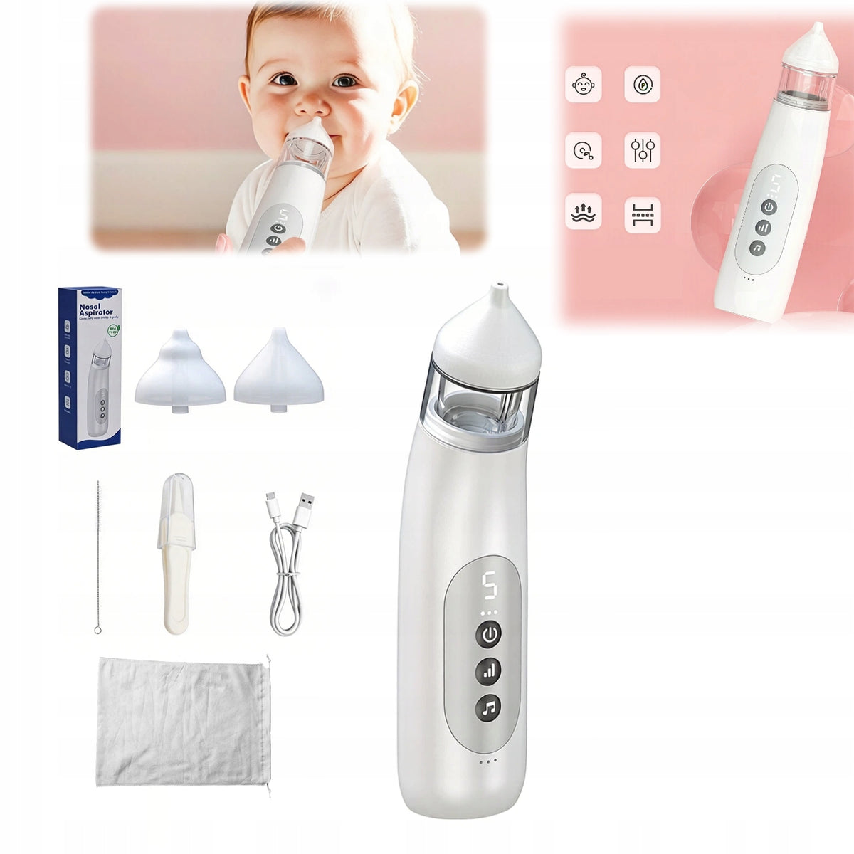 wireless nasal aspirator 1000 mAh Manufacturer of a medical device 132223111