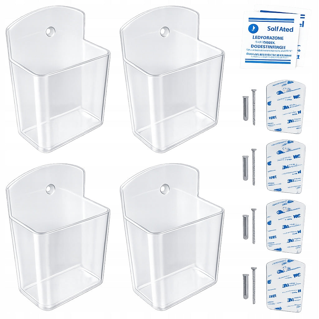 x4 SELF ADHESIVE HOLDER FOR TV REMOTES AUDIO AIR CONDITIONING LED TRANSPARENT